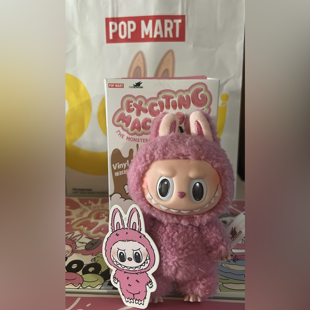 POP MART Pink Exciting Machine Bunny Plush Vinyl Figure
